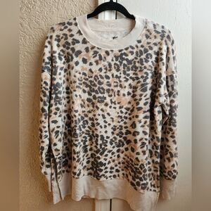 Aerie- Leopard Crew Neck Sweatshirt